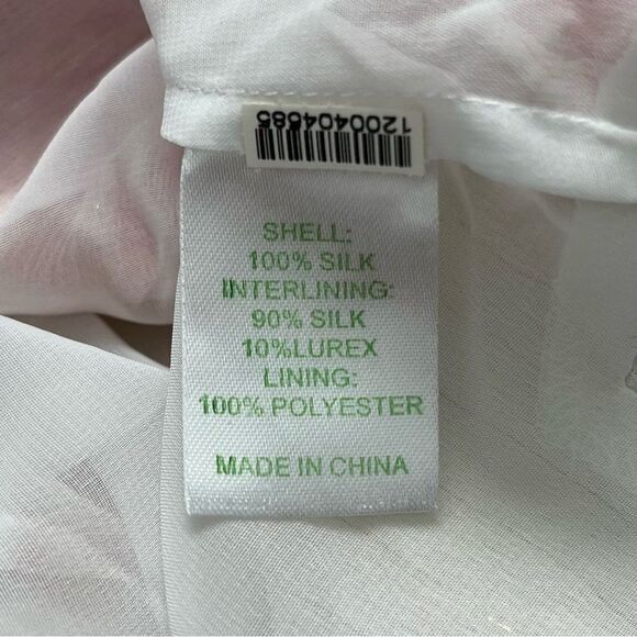 Lilly Pulitzer Floral Silk Blouse Top Semi Sheer Gold Metallic Thread Lining 4 - Picture 6 of 7